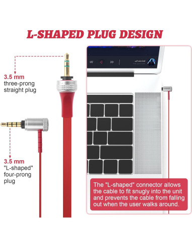 Cable de Audio 3.5mm Gneinour con Micrófono 1.2m Rojo