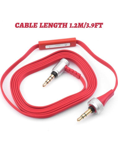 Cable de Audio 3.5mm Gneinour con Micrófono 1.2m Rojo