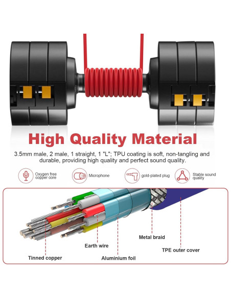 Cable de audio 3.5mm Lusgawer para auriculares Beats Solo 3 Rojo