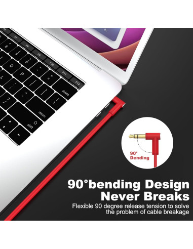 Cable de audio 3.5mm Lusgawer para auriculares Beats Solo 3 Rojo