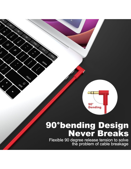 Cable de audio 3.5mm Lusgawer para auriculares Beats Solo 3 Rojo