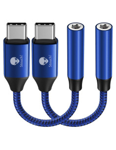 Adaptador Stouchi USB C a 3.5mm Hembra - 2 Paquetes Azul
