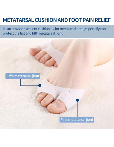 2 Pares Fundas de Gel Silicona Metatarsales Alivio Dolor