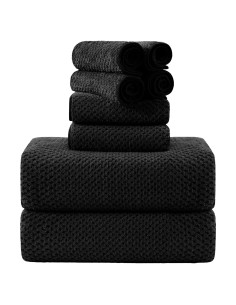 Juego de Toallas de Baño 8 Piezas Smuge Microfibra Negra