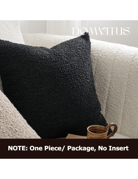 Funda de Almohada Boucle DOMVITUS 45x45 cm Negra - Pack 1 Funda de Almohada Boucle DOMVITUS 45x45 cm Negra - Pack 1