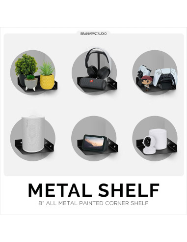 Estante de esquina de metal Brainwavz 20.32 cm negro