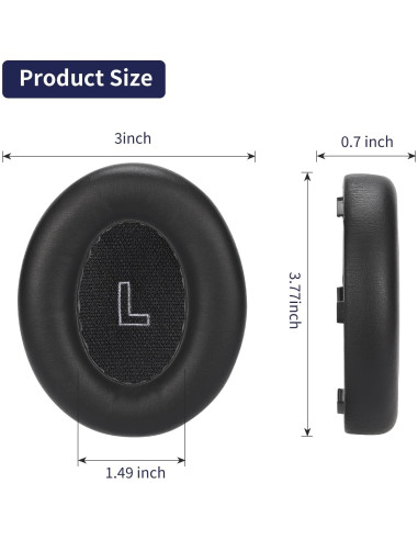 Almohadillas de Repuesto Damex para Auriculares Bose QC Ultra - Espuma de Memoria y Cuero Negro