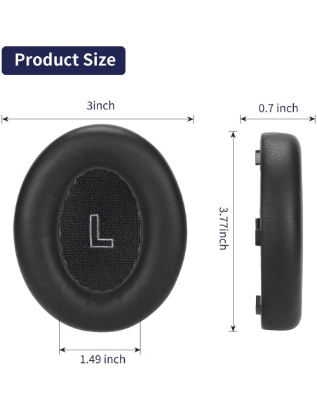 Almohadillas de Repuesto Damex para Auriculares Bose QC Ultra - Espuma de Memoria y Cuero Negro