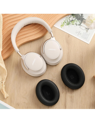 Almohadillas de Repuesto Damex para Auriculares Bose QC Ultra - Espuma de Memoria y Cuero Negro