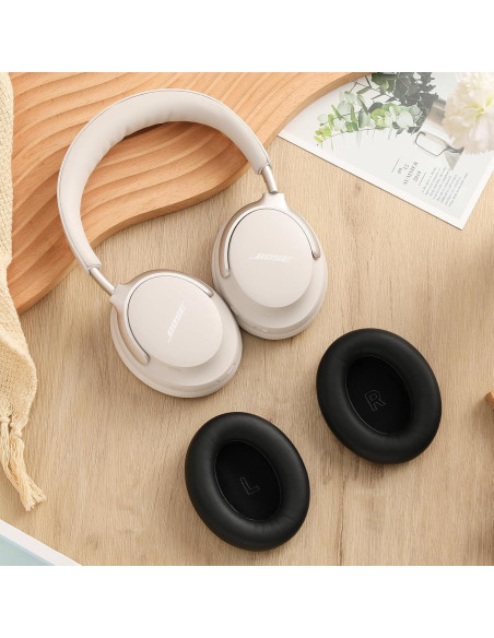 Almohadillas de Repuesto Damex para Auriculares Bose QC Ultra - Espuma de Memoria y Cuero Negro