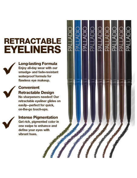 Delineador de Ojos Retráctil Palladio Marrón Negro 1 Cuenta