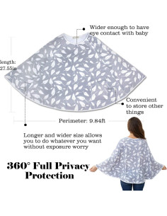 Cubierta de Lactancia Poncho Huatian 360 - Plumas Grises 2