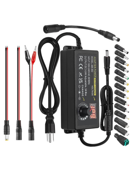 Adaptador de Poder Ajustable TOUS 3V-24V 3A 72W AC/DC