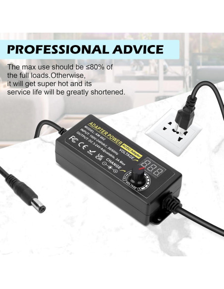 Adaptador de Poder Ajustable TOUS 3V-24V 3A 72W AC/DC