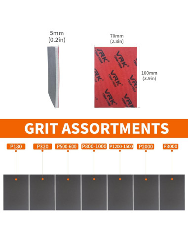 28 Esponjas de Lijado VRKET 180-3000 Grit para Madera y Metal