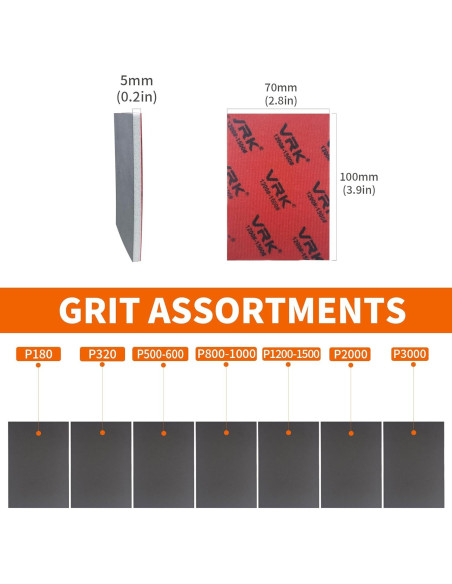 28 Esponjas de Lijado VRKET 180-3000 Grit para Madera y Metal