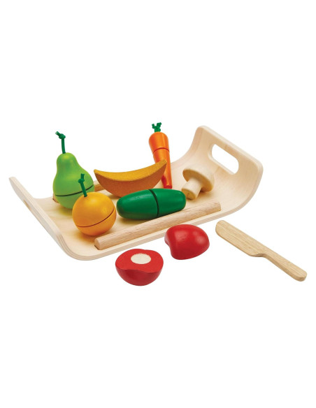 Juego de Comida de Frutas y Verduras PlanToys - Madera Ecológica