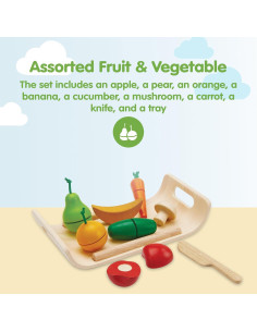 Juego de Comida de Frutas y Verduras PlanToys - Madera Ecológica 2