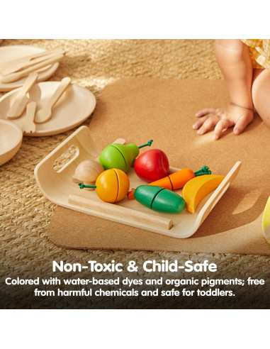 Juego de Comida de Frutas y Verduras PlanToys - Madera Ecológica