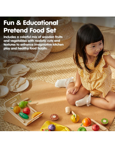 Juego de Comida de Frutas y Verduras PlanToys - Madera Ecológica