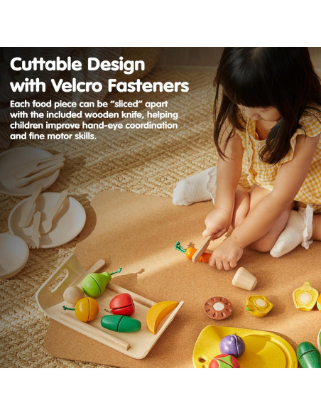 Juego de Comida de Frutas y Verduras PlanToys - Madera Ecológica