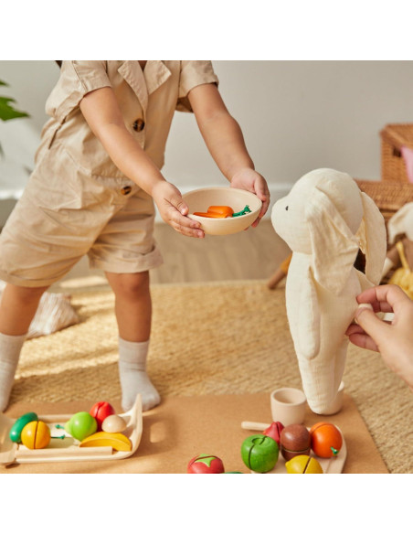 Juego de Comida de Frutas y Verduras PlanToys - Madera Ecológica