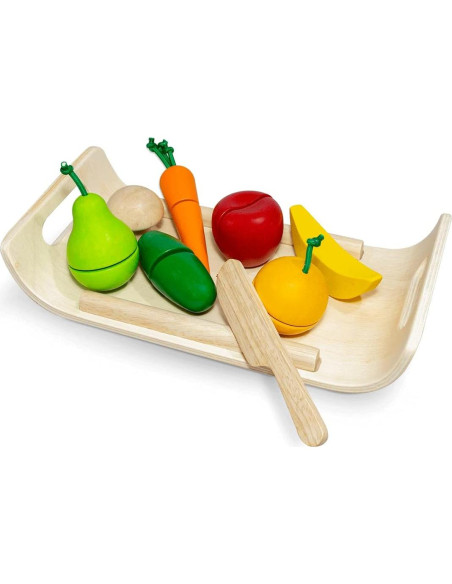 Juego de Comida de Frutas y Verduras PlanToys - Madera Ecológica