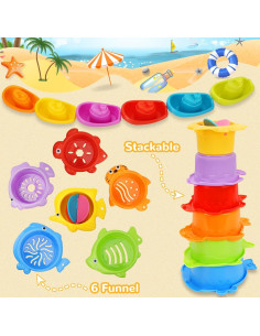 Juguetes de baño HCFJEH 13 PCS para bebés 1-3 años 2