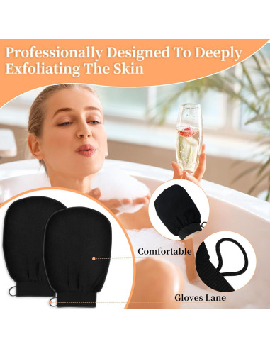 Guante Exfoliante Corporal BJPVSX Negro - Piel Normal a Seca