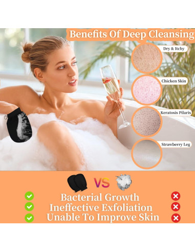 Guante Exfoliante Corporal BJPVSX Negro - Piel Normal a Seca