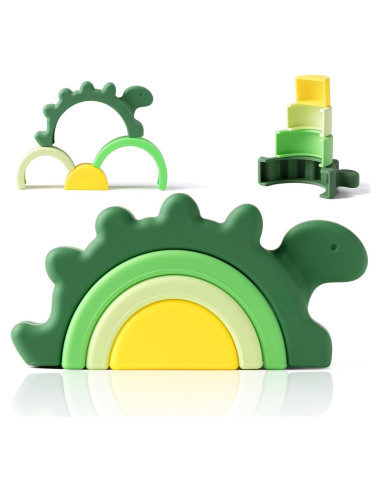 Juguete apilable de silicona NCVI dinosaurio verde 12+ meses