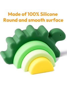 Juguete apilable de silicona NCVI dinosaurio verde 12+ meses 2