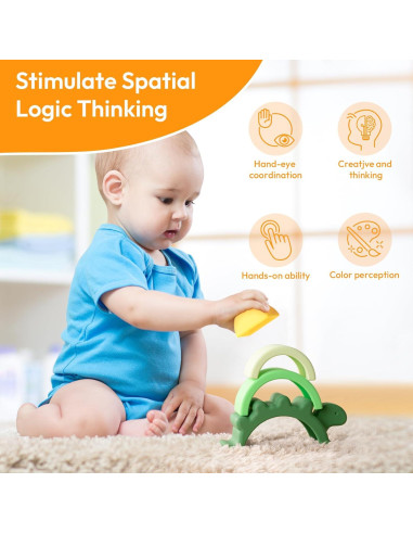 Juguete apilable de silicona NCVI dinosaurio verde 12+ meses