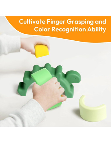 Juguete apilable de silicona NCVI dinosaurio verde 12+ meses