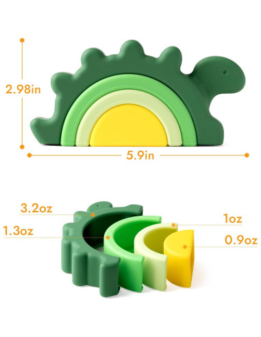 Juguete apilable de silicona NCVI dinosaurio verde 12+ meses