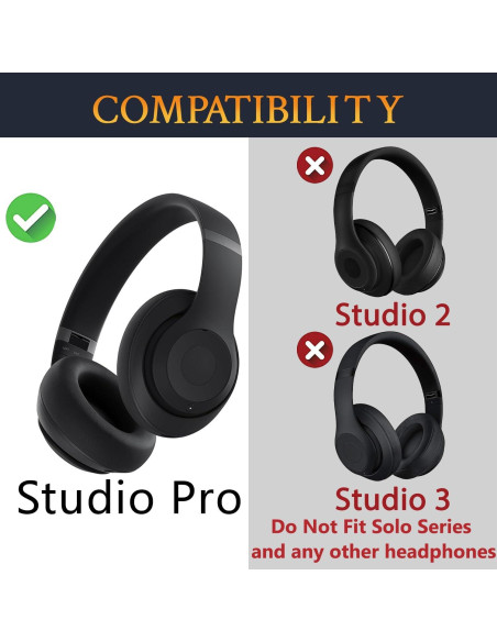 Almohadillas de Repuesto SOULWIT para Auriculares Beats Studio Pro - Negro