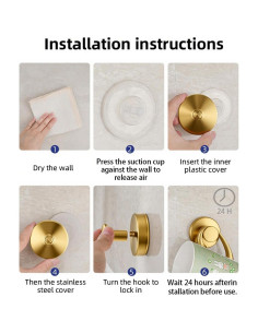 Ganchos de Ventosa Dorados AuraHaven - 2 Piezas, 5 kg 2