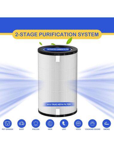 Filtro de Reemplazo HEPA Roninby HD-40 para Purificador HoMedics AP-T45 AP-T40FL - 2 Paquete