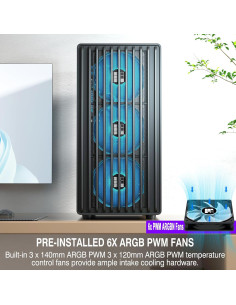 Caja de PC FOIFKIN K6 ATX Mid-Tower con 6 Ventiladores ARGB 2