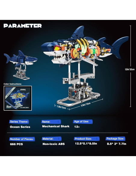 Juego de Bloques de Construcción Jorumo Tiburón 666 Piezas