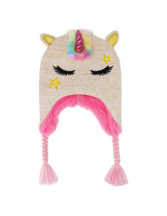 Gorro de Invierno Unicornio Brillante para Niñas 2-8 Años