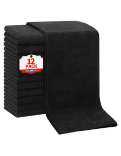 Toallas de salón FIXSMITH 12 unidades microfibra negras 40x68 cm
