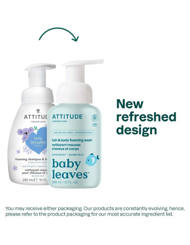 Jabón Espumoso 2-en-1 ATTITUDE para Bebés 295 ml - Buenas Noches