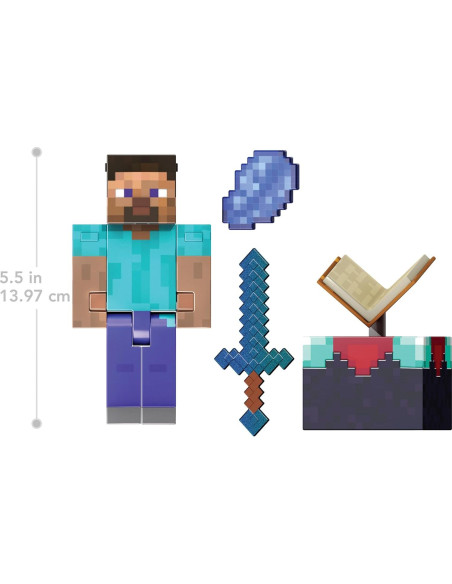 Figura de acción Steve diamante Mattel Minecraft 13.97 cm