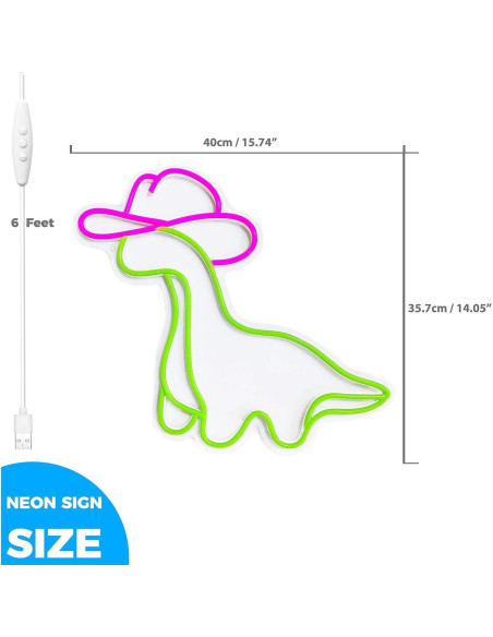 Letrero Neón Dinosaurio Vaquera iPuppy LED 40x36cm Letrero Neón Dinosaurio Vaquera iPuppy LED 40x36cm