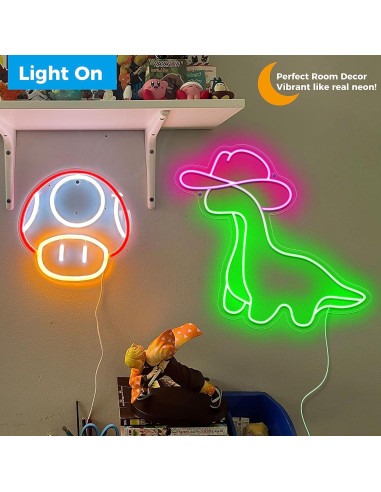 Letrero Neón Dinosaurio Vaquera iPuppy LED 40x36cm