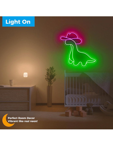 Letrero Neón Dinosaurio Vaquera iPuppy LED 40x36cm