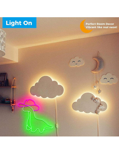 Letrero Neón Dinosaurio Vaquera iPuppy LED 40x36cm