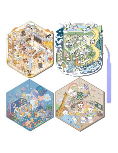 4 Sets de Stickers 3D DIY Animales FAAFRW - Alivio Estrés