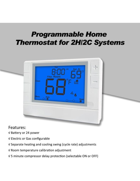 Termostato Programable Coiiwsei RTH715 Digital 24V Azul